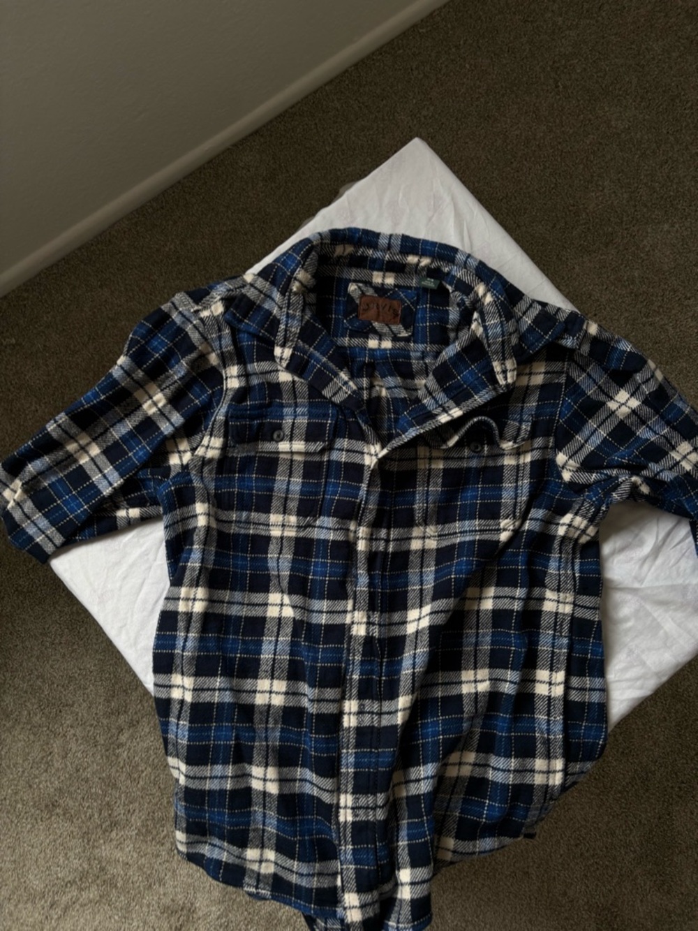 Men's Blue and White Plaid Shirt - Classic Button-Up
